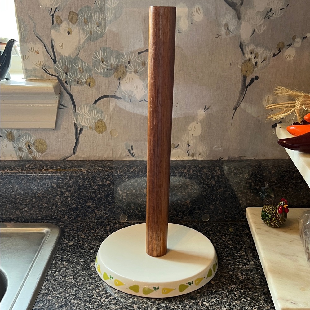 EUC Wooden Paper Towel Holder with White Fruit Base